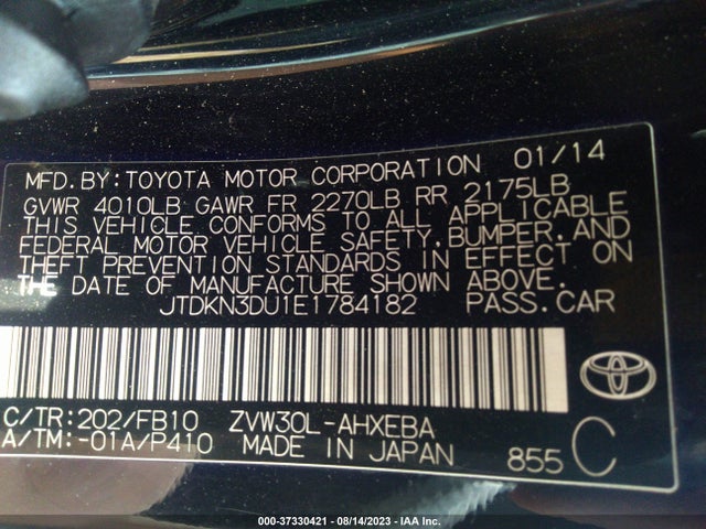 Toyota Prius Four/five/three/one/two 2014 JTDKN3DU1E1784182 Image 9