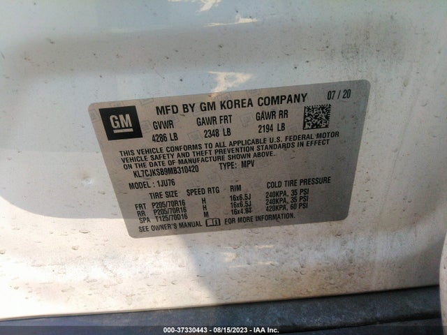 Chevrolet TRAX LS 2021 KL7CJKSB9MB310420 Image 9