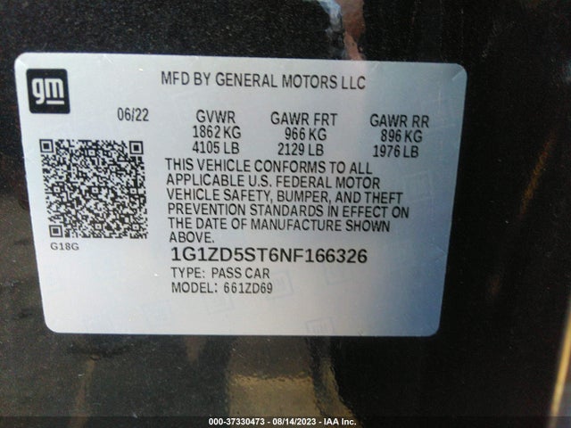 Chevrolet MALIBU LT 2022 1G1ZD5ST6NF166326 Image 15