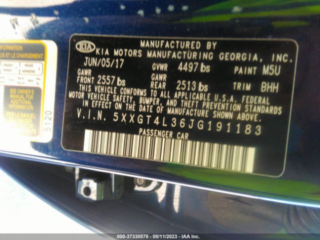 5XXGT4L36JG191183 KIA Optima Lx