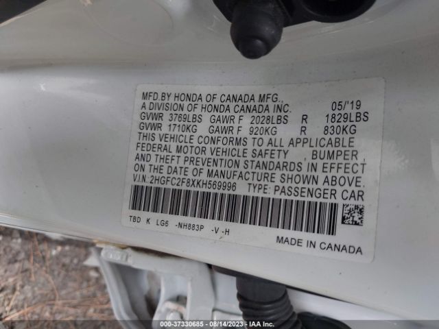 2HGFC2F8XKH569996 Honda Civic Sedan Sport