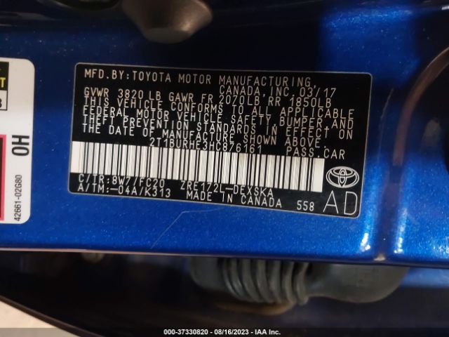 2T1BURHE3HC876161 Toyota COROLLA SE