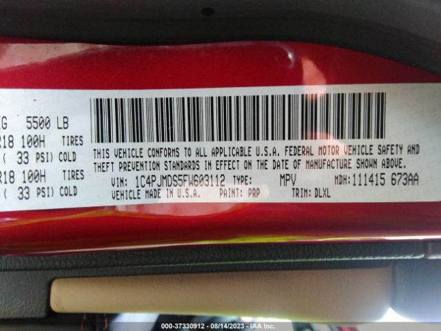 1C4PJMDS5FW603112 Jeep Cherokee Limited