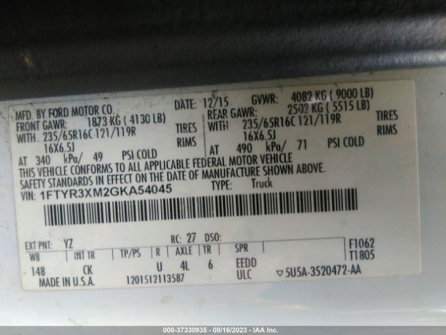1FTYR3XM2GKA54045 Ford TRANSIT CARGO VAN