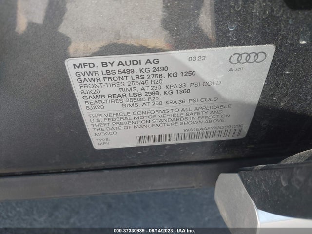 WA1EAAFYXN2091290 Audi Q5 S Line Premium Plus