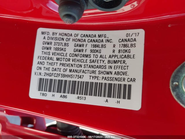 Honda Civic Sedan Lx 2017 2HGFC2F59HH517547 Image 15