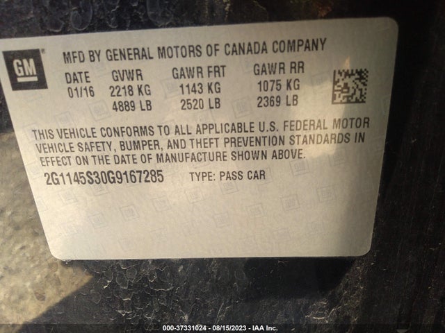 Chevrolet IMPALA LTZ 2016 2G1145S30G9167285 Image 9