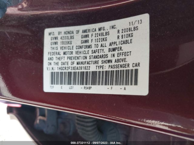 1HGCR2F3XEA091622 Honda Accord Sedan Lx