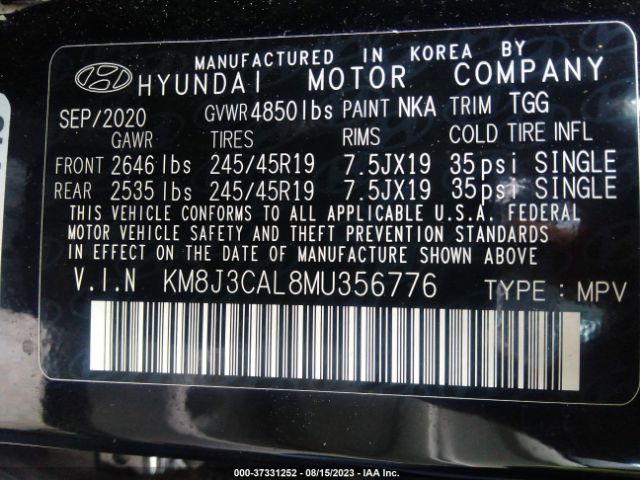 KM8J3CAL8MU356776 Hyundai Tucson Sport