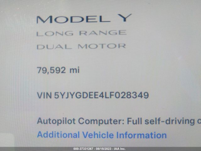 5YJYGDEE4LF028349 Tesla Model Y Long Range