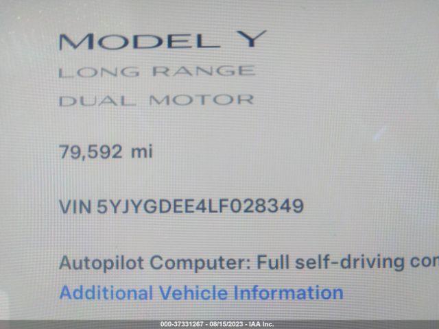 5YJYGDEE4LF028349 Tesla Model Y Long Range