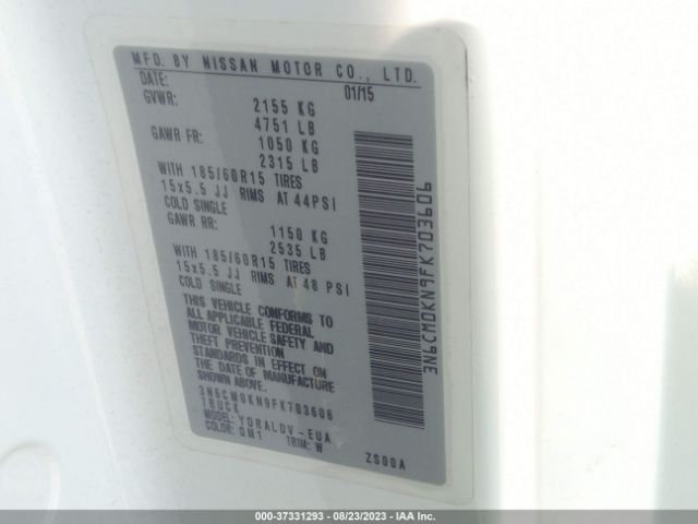 3N6CM0KN9FK703606 Nissan Nv200 S