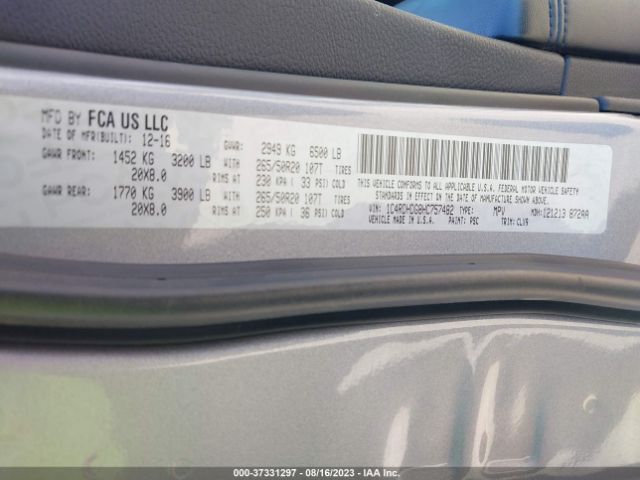 1C4RDHDG8HC757482 Dodge DURANGO GT