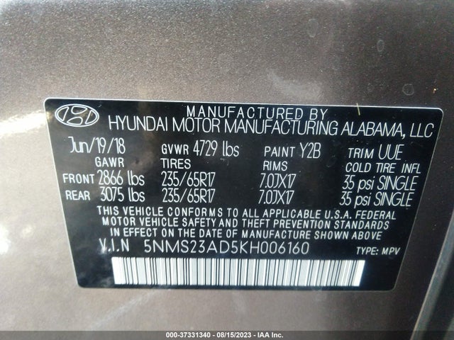 Hyundai Santa Fe Se 2019 5NMS23AD5KH006160 Image 16