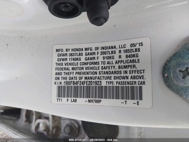 Honda CIVIC HYBRID 2015 19XFB4F24FE201923 Image 15