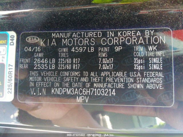 KNDPM3AC6H7103214 KIA Sportage Lx