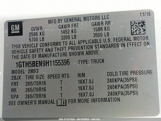 1GTH5BEN9H1155396 GMC Canyon 2wd