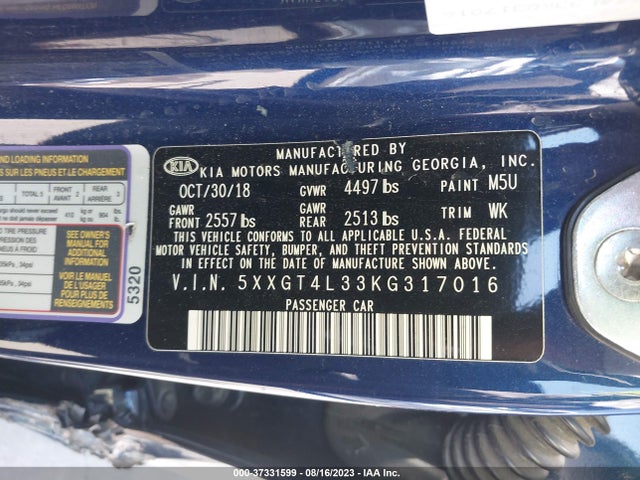 KIA Optima S 2019 5XXGT4L33KG317016 Image 9