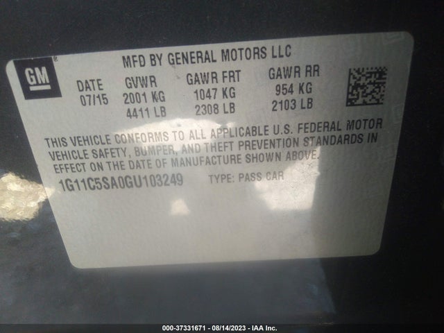 Chevrolet Malibu Limited Lt 2016 1G11C5SA0GU103249 Image 9