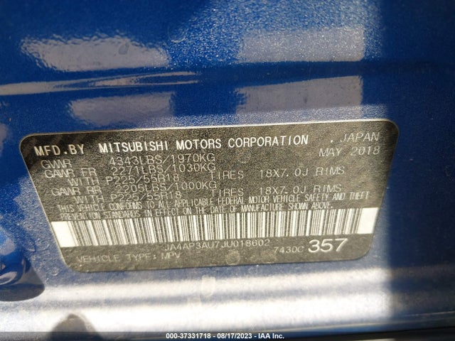 JA4AP3AU7JU018602 Mitsubishi Outlander Sport 2.0