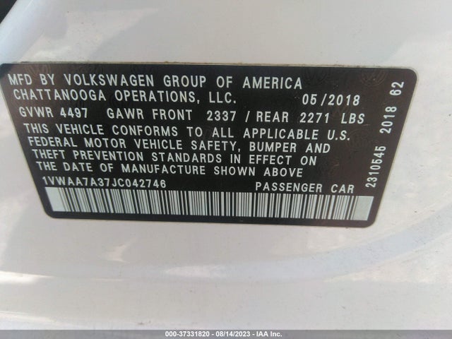 1VWAA7A37JC042746 Volkswagen Passat 2.0t S/r-line