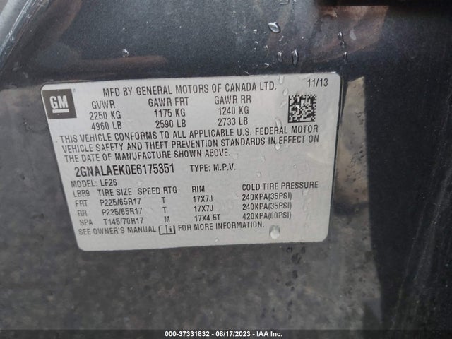Chevrolet EQUINOX LS 2014 2GNALAEK0E6175351 Image 9