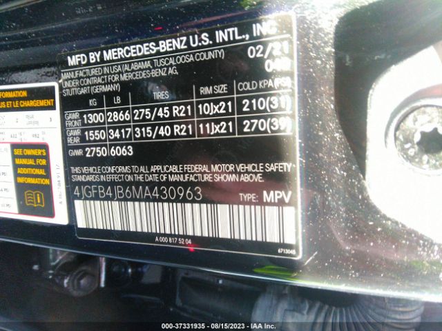 4JGFB4JB6MA430963 Mercedes-Benz Gle Gle 350