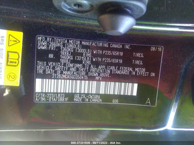 2016 Lexus RX, VIN: 2T2BZMCA5GC050415