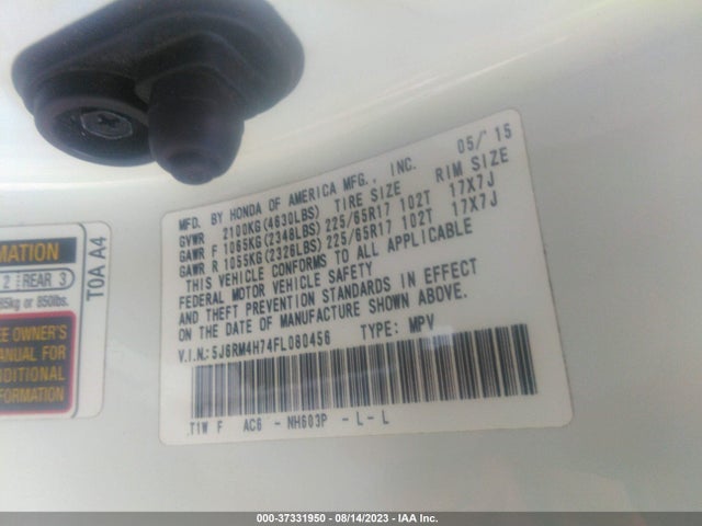 Honda Cr-v Ex-l 2015 5J6RM4H74FL080456 Image 9