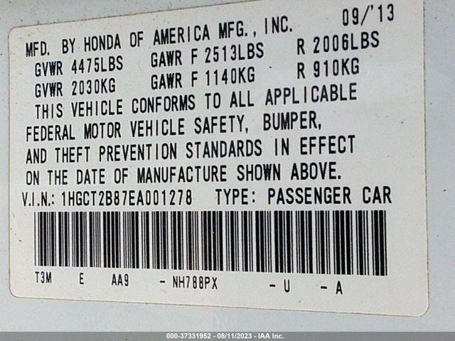 Honda Accord Coupe Ex-l 2014 1HGCT2B87EA001278 Image 9