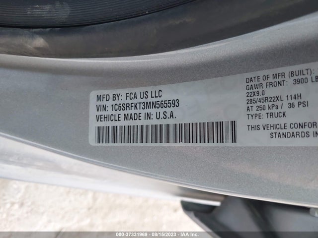RAM 1500 Longhorn 2021 1C6SRFKT3MN565593 Image 9