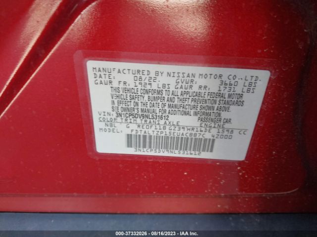 3N1CP5DV9NL531612 Nissan KICKS SR