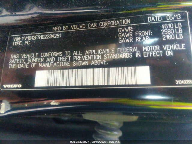 2013 VOLVO S60 T5 VIN: YV1612FS1D2234261