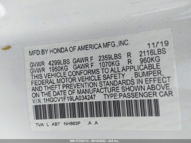 1HGCV1F19LA034247 Honda Accord Sedan Lx