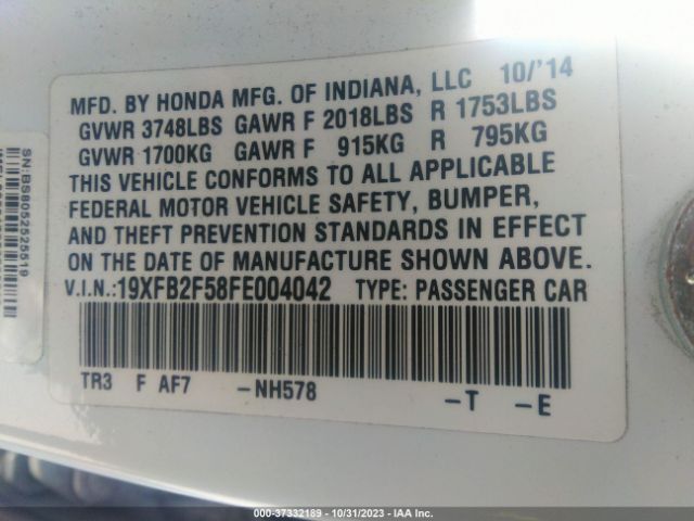 19XFB2F58FE004042 Honda Civic Sedan Lx