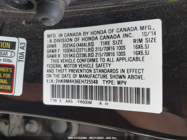 Honda CR-V LX 2014 2HKRM4H36EH725548 Image 9