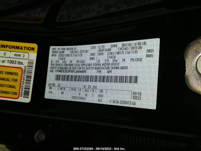2023 Ford Bronco, VIN: 1FMEE5DP5PLA94490