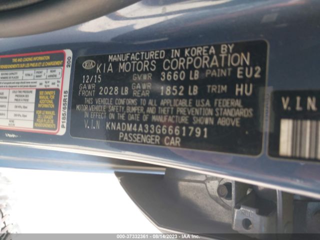 KNADM4A33G6661791 KIA RIO LX