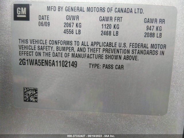 2010 CHEVROLET IMPALA LS VIN: 2G1WA5EN6A1102149