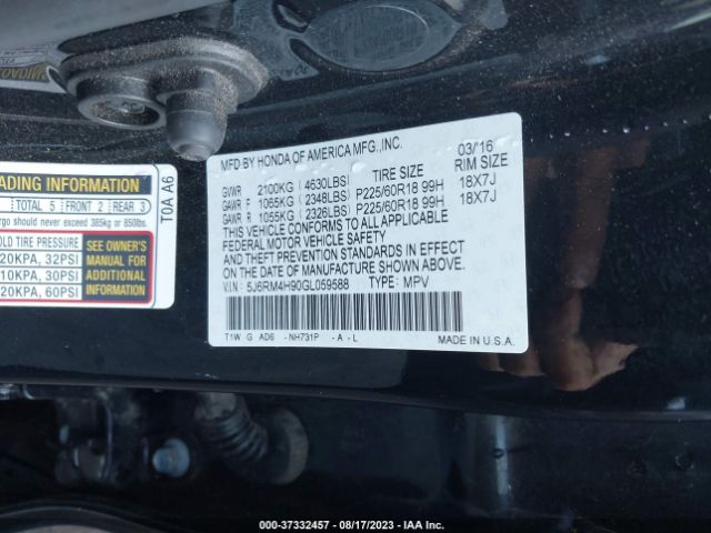 5J6RM4H90GL059588 Honda Cr-v Touring