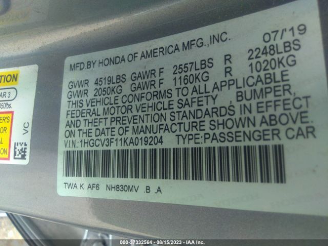 1HGCV3F11KA019204 Honda ACCORD HYBRID