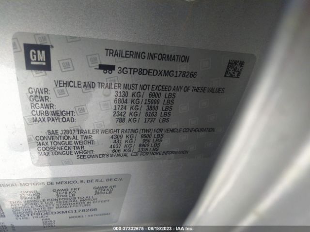 3GTP8DEDXMG178266 GMC Sierra 1500 Slt