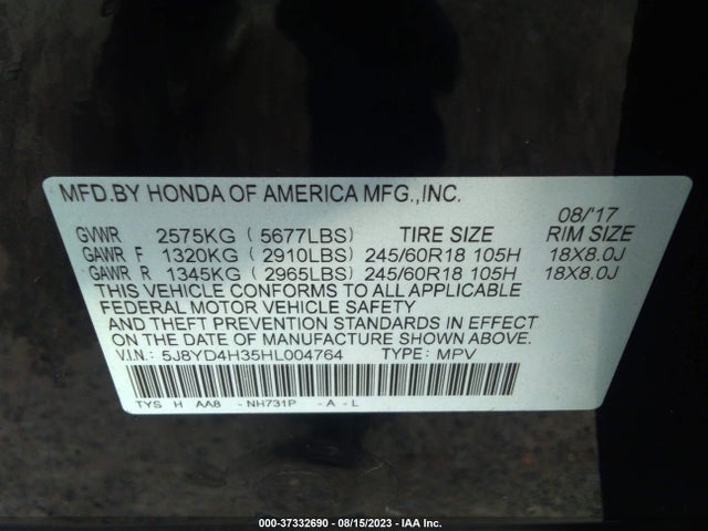 Acura MDX 2017 5J8YD4H35HL004764 Image 9