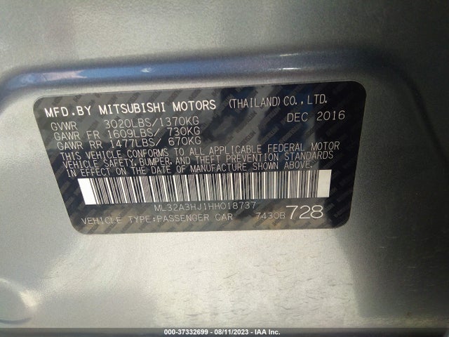 ML32A3HJ1HH018737 Mitsubishi MIRAGE ES