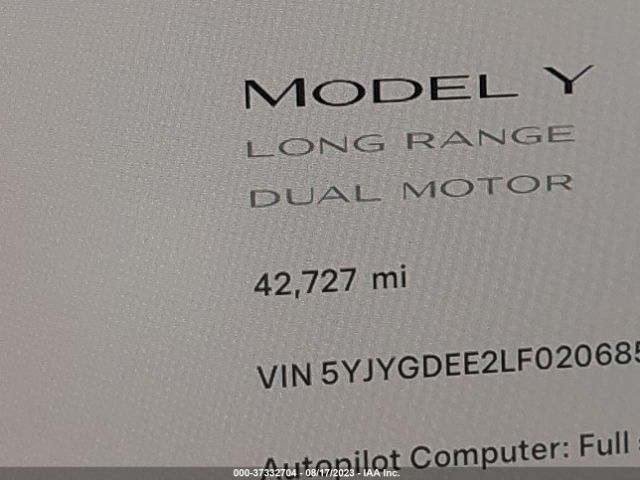 5YJYGDEE2LF020685 Tesla Model Y Long Range