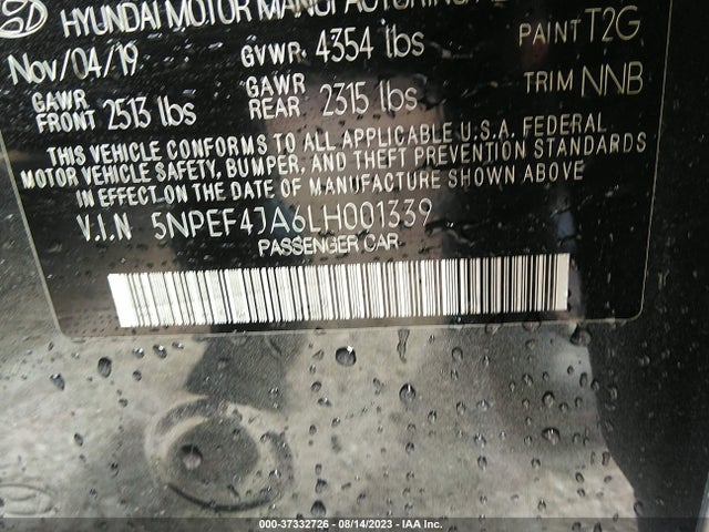 Hyundai SONATA SEL 2020 5NPEF4JA6LH001339 Image 9