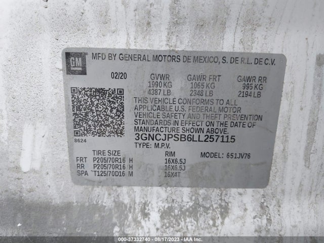 Chevrolet Trax Lt 2020 3GNCJPSB6LL257115 Image 9