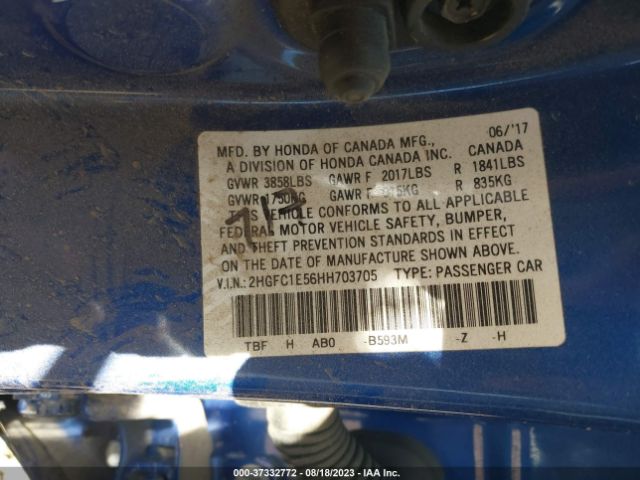2HGFC1E56HH703705 Honda Civic Sedan Si