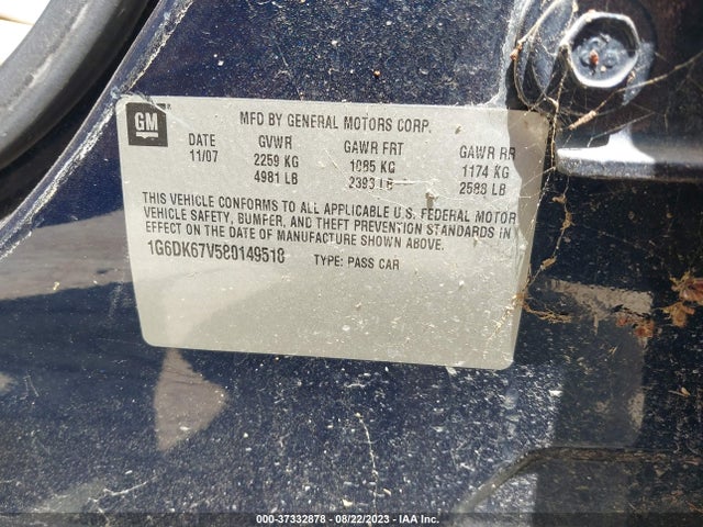2008 CADILLAC STS RWD W/1SB VIN: 1G6DK67V580149518