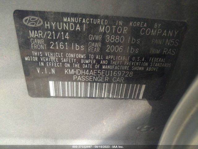 2014 HYUNDAI ELANTRA SE VIN: KMHDH4AE5EU169728